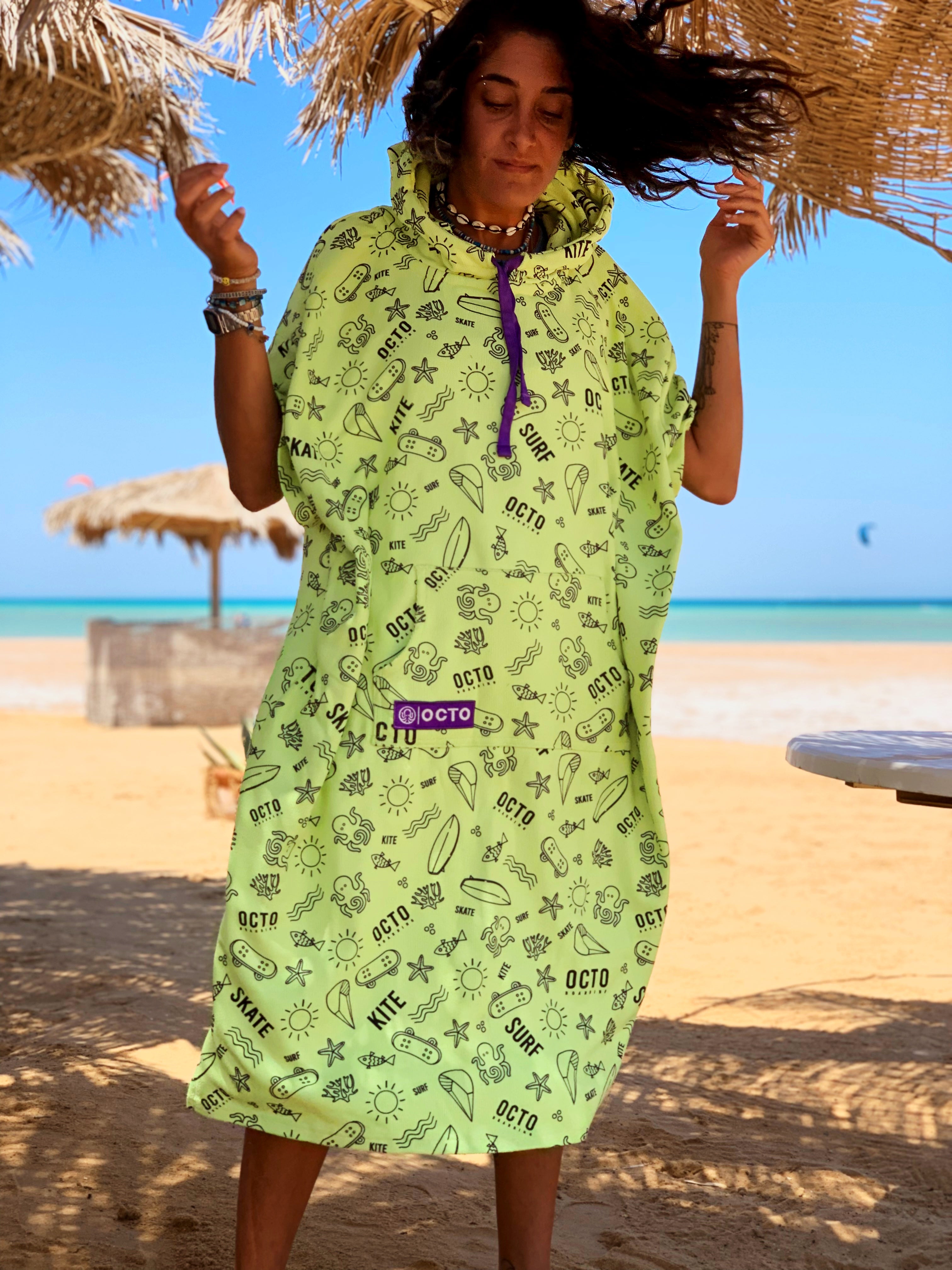 Neon Lime - Summer Vibes Microfiber Poncho