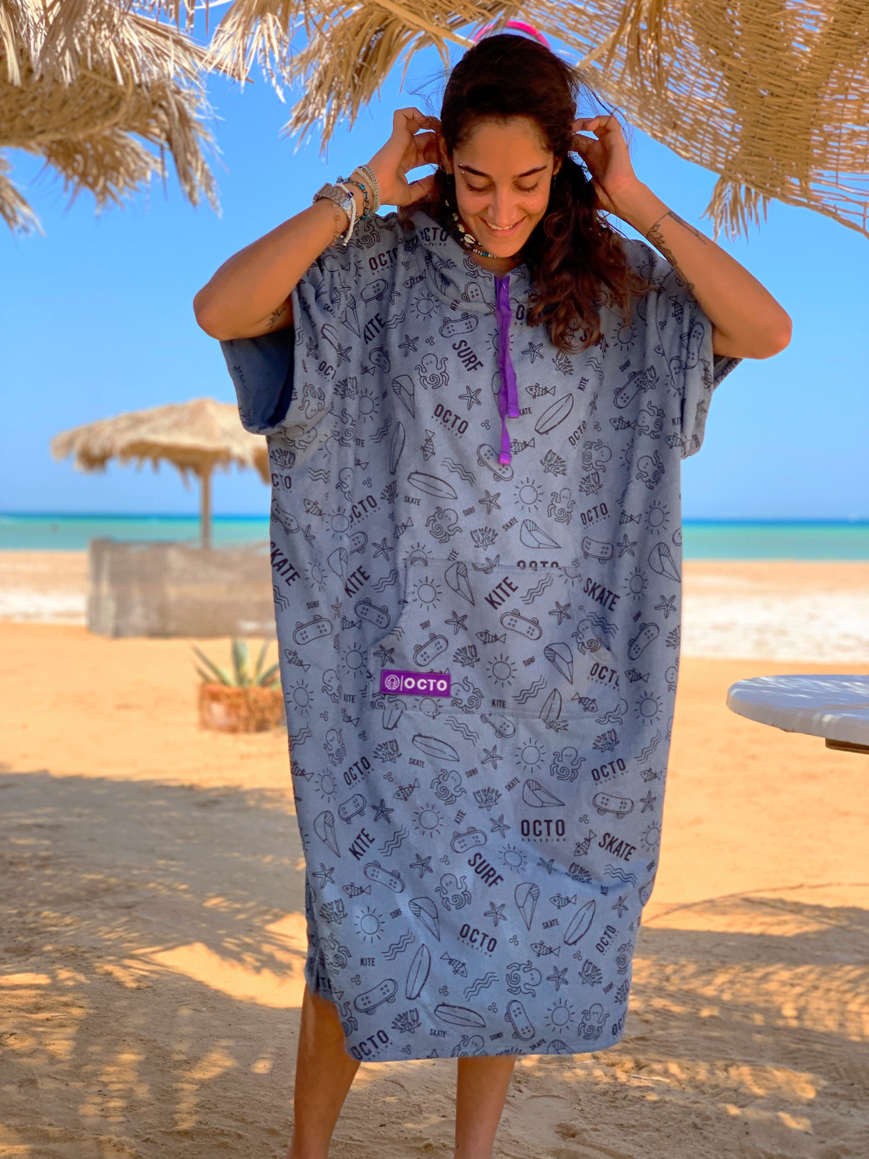 Grey - Summer Vibes Microfiber Poncho