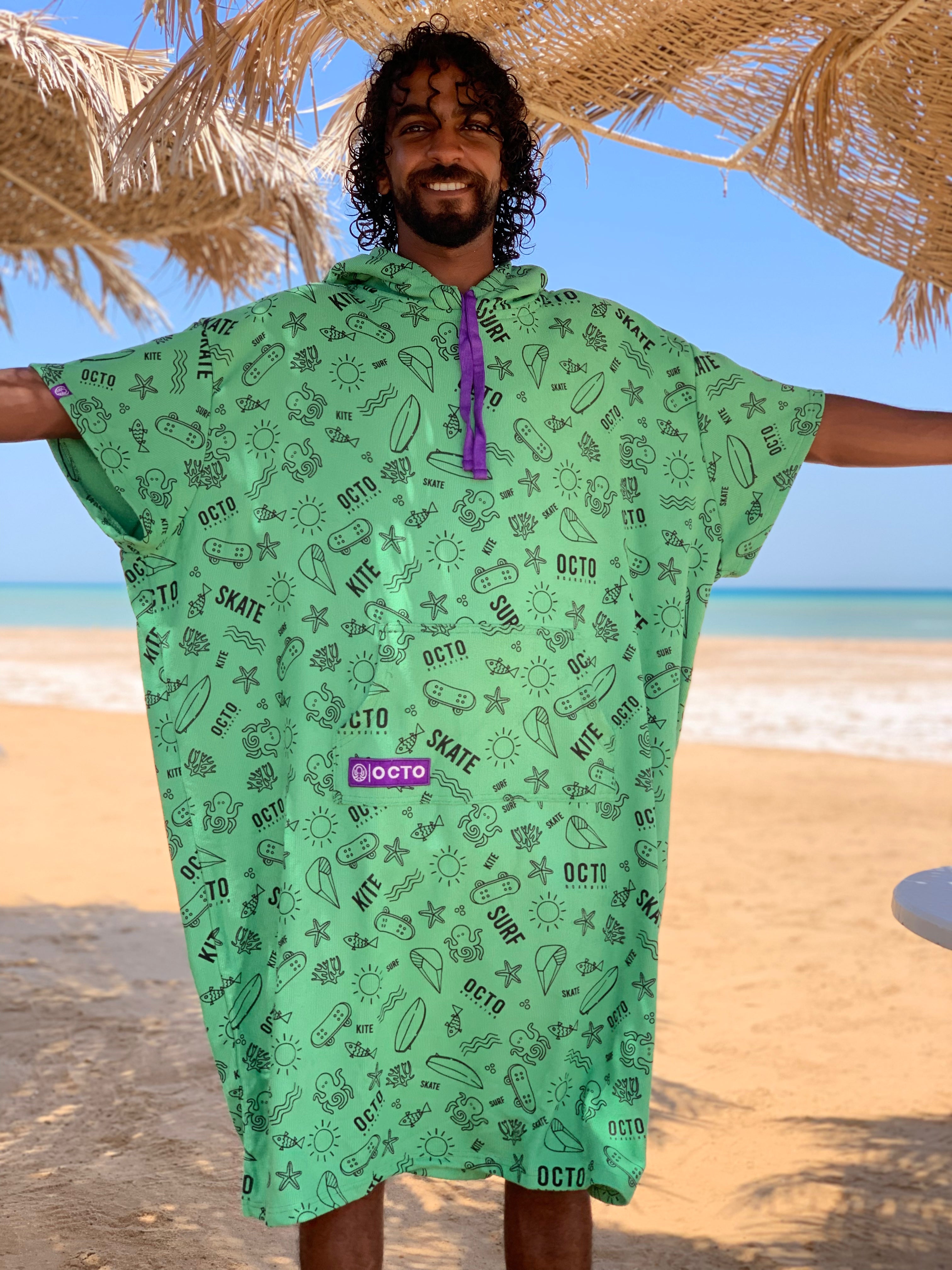 Green - Summer Vibes Microfiber Poncho