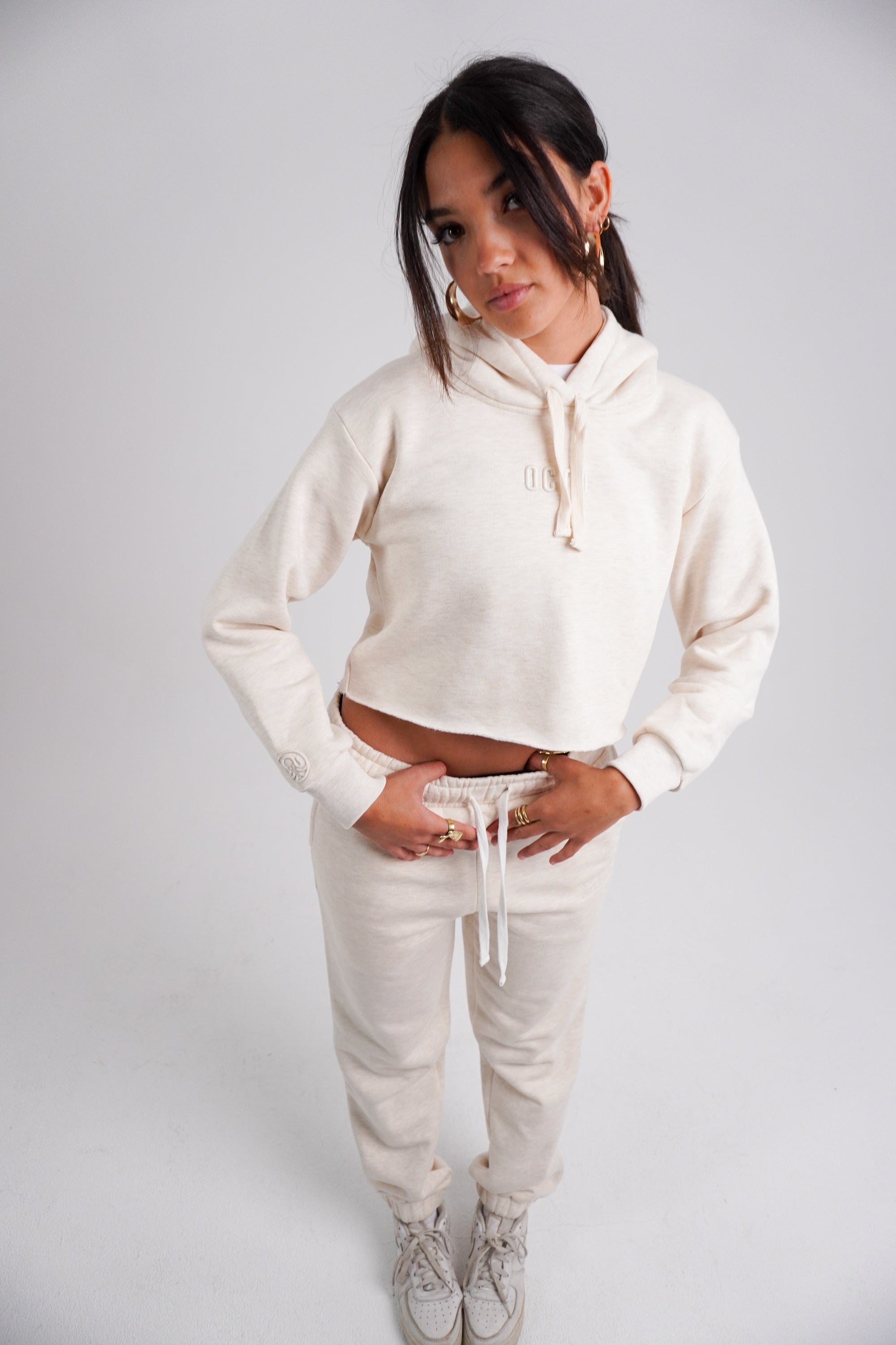 Heather Beige - Cropped Hoodie