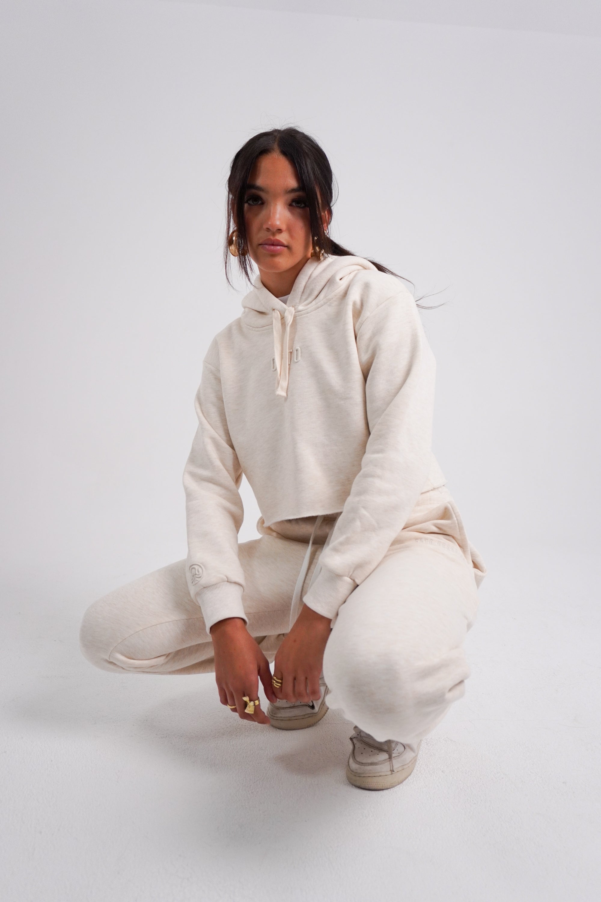 Heather Beige - Cropped Hoodie