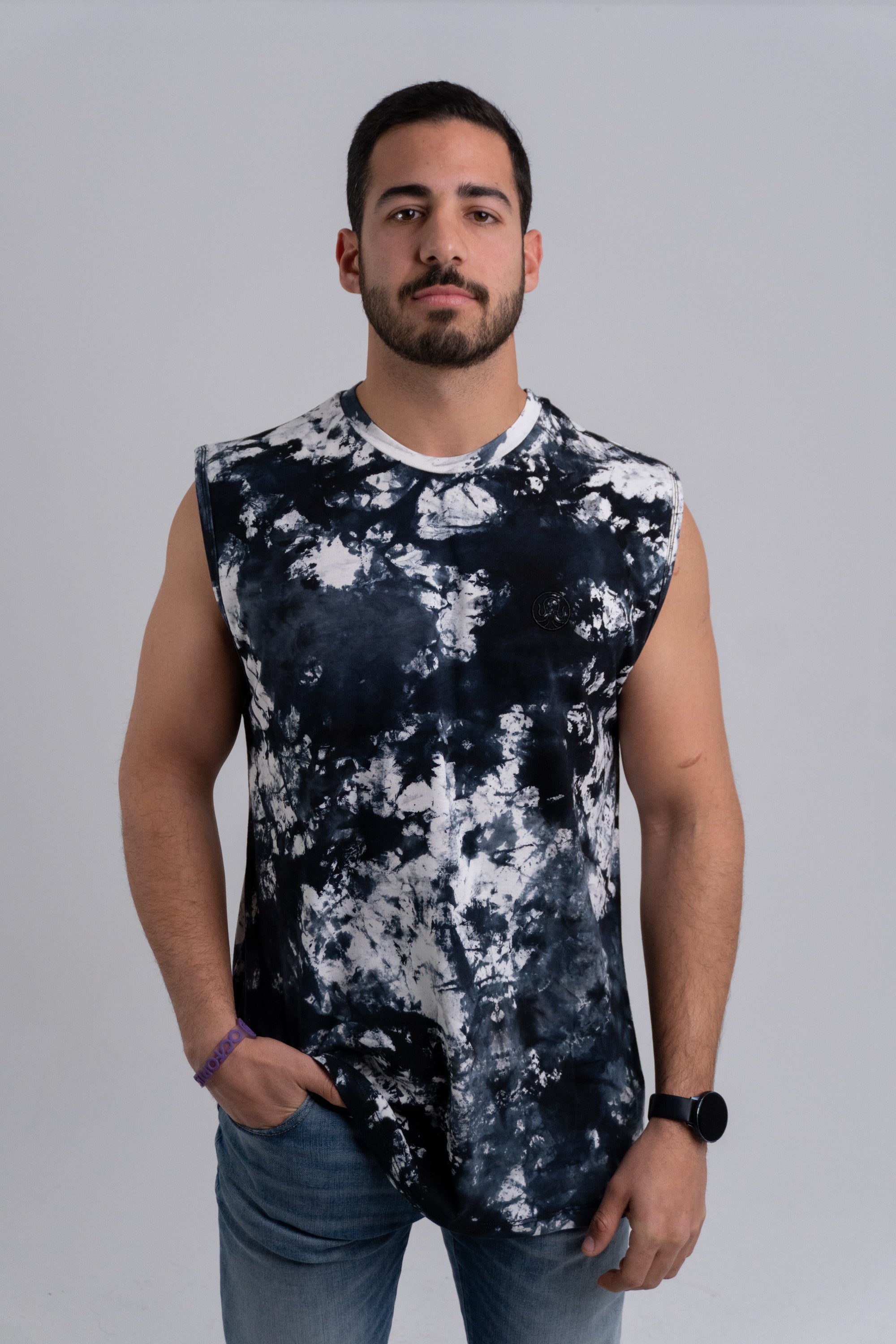 Black Tie Dye Sleeveless Shirt