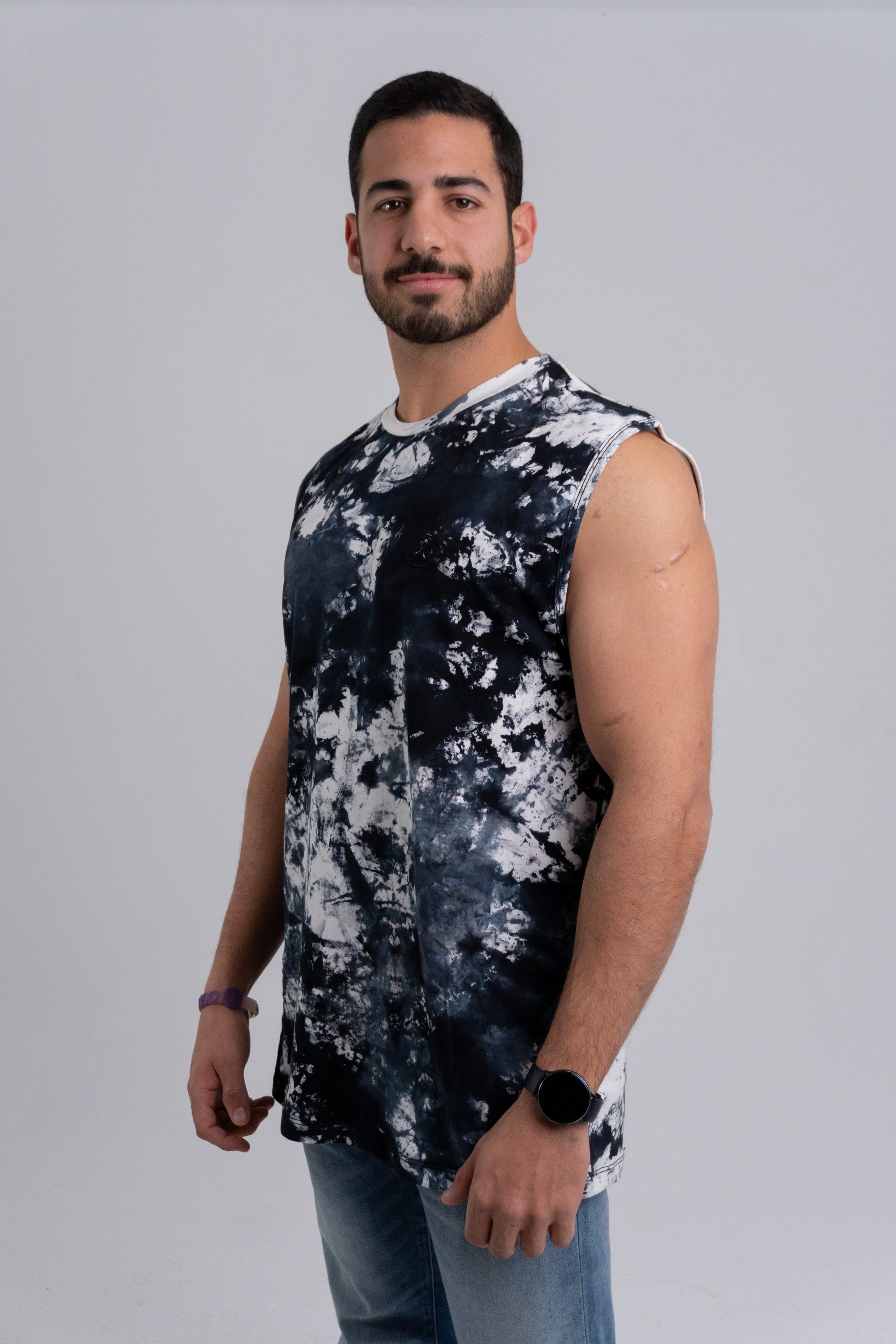 Black Tie Dye Sleeveless Shirt