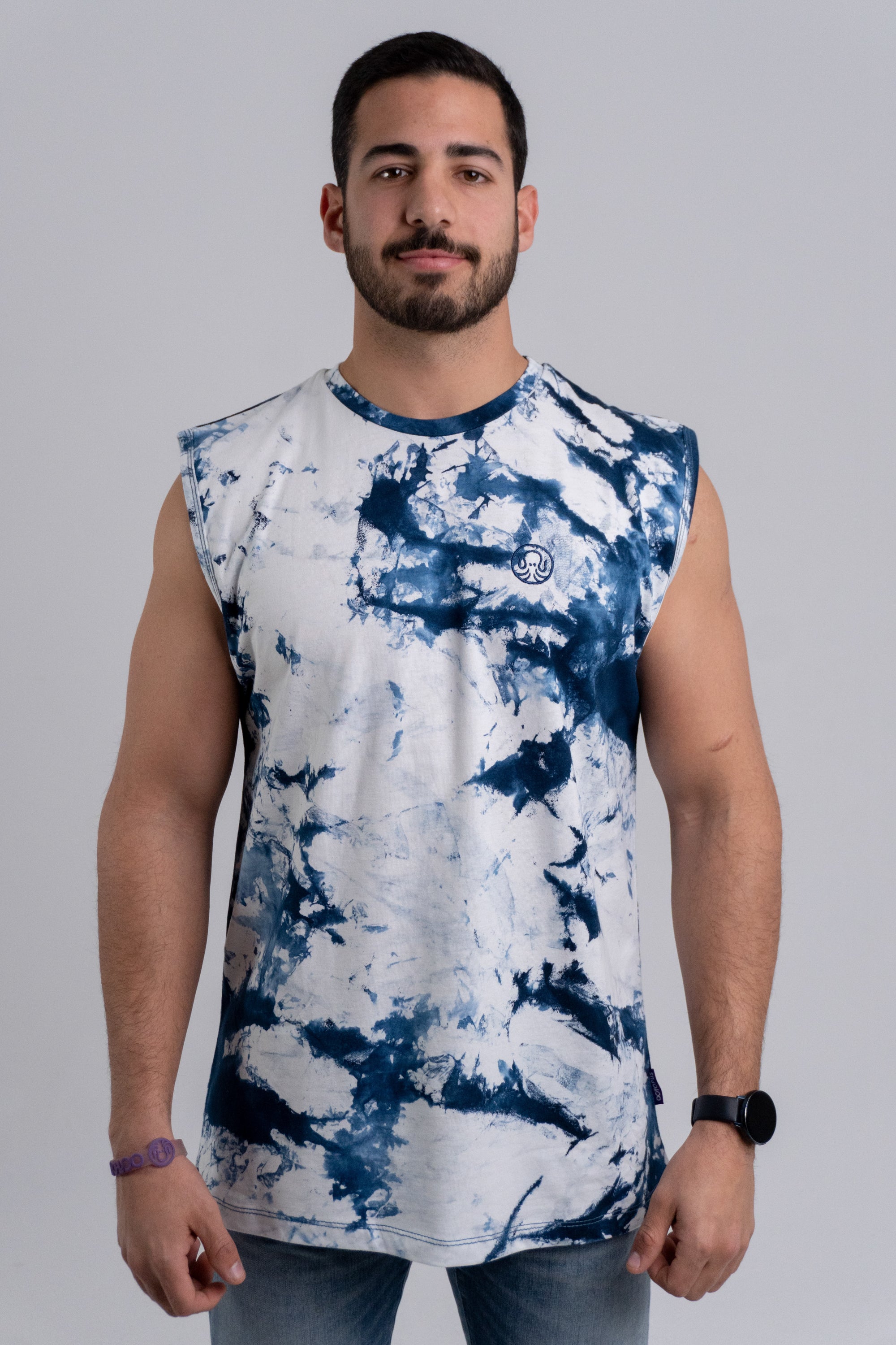 Blue Tie Dye Sleeveless Shirt