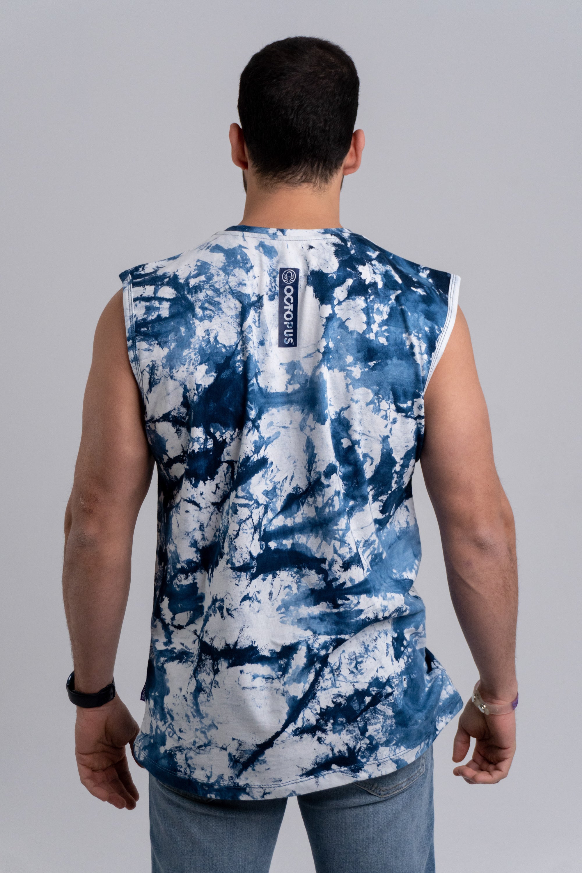 Blue Tie Dye Sleeveless Shirt