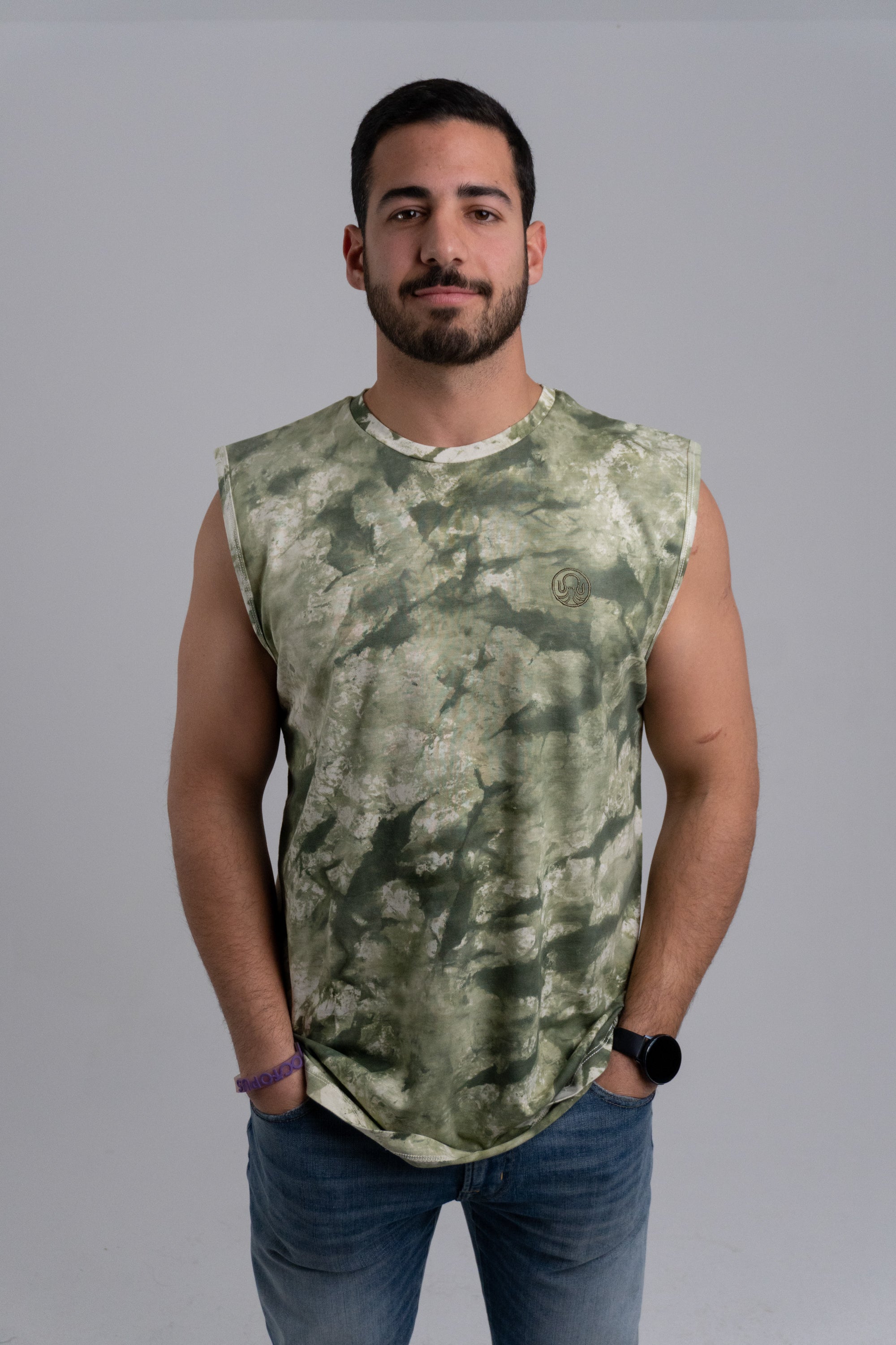 Green Tie Dye Sleeveless Shirt