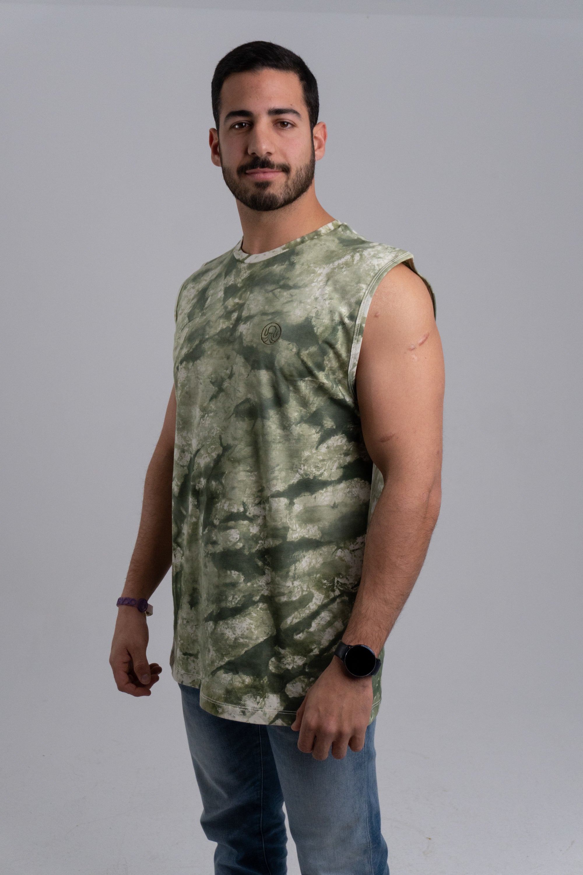 Green Tie Dye Sleeveless Shirt