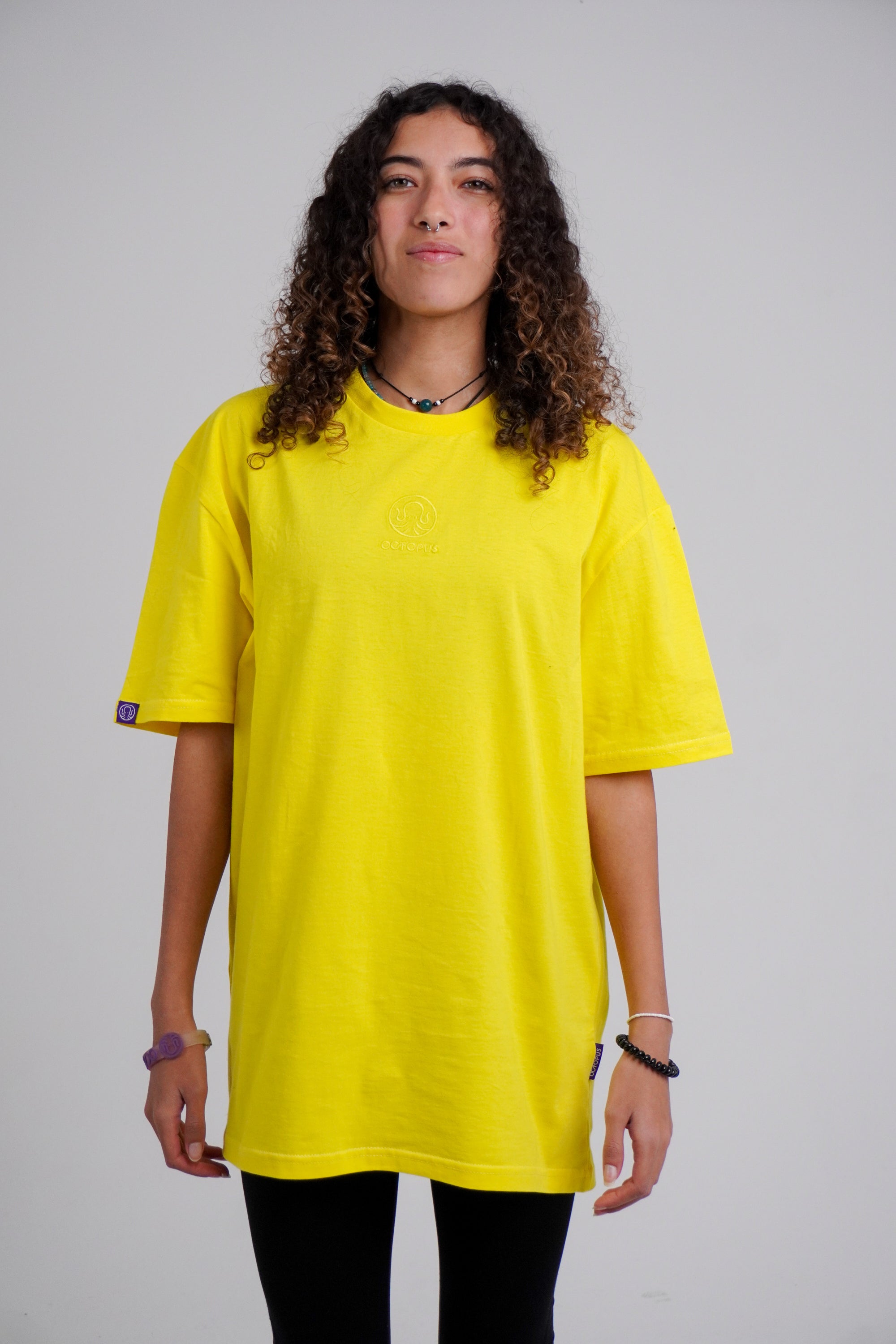 Yellow Embroidered Oversized T-Shirt