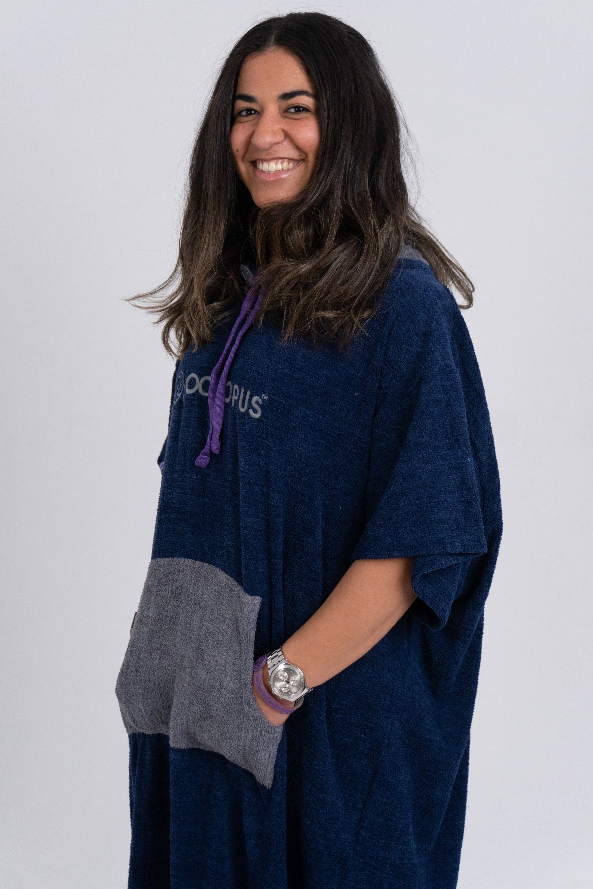 Navy Microfiber Poncho